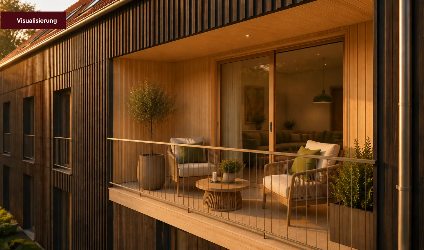 Fassade mit Balkon, Visualisierung