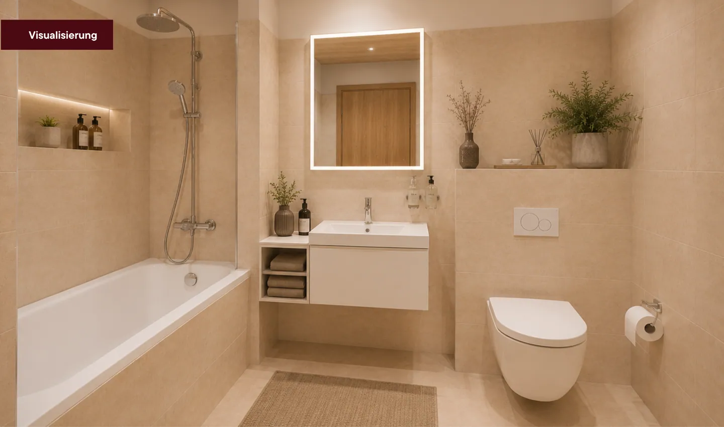 Badezimmer mit Badewanne, Visualisierung