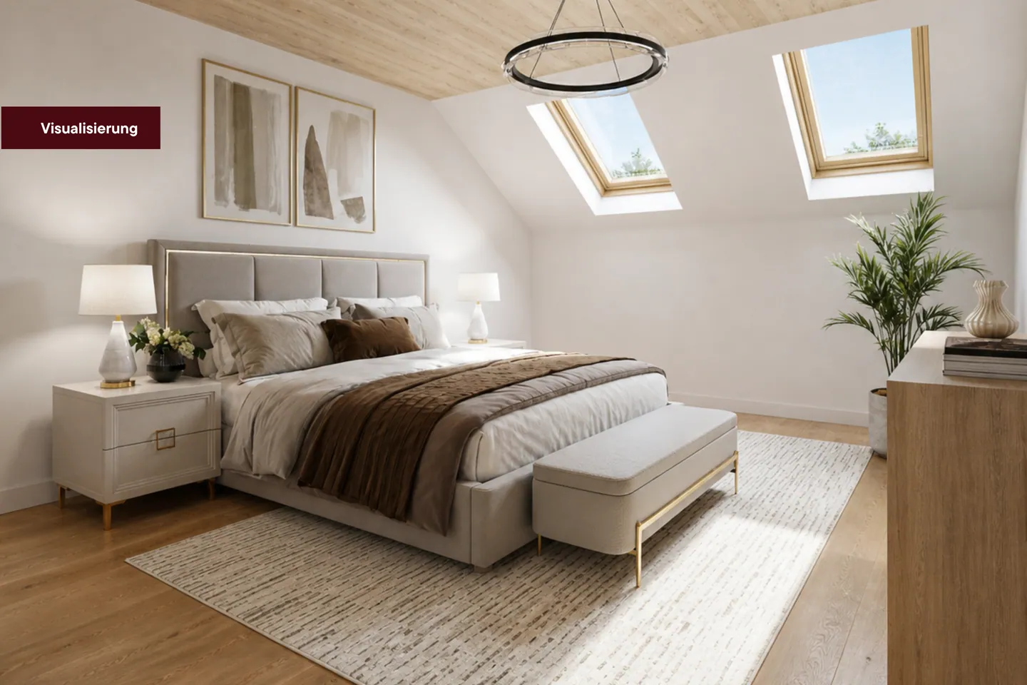 Schlafzimmer im Dachgeschoss, Visualisierung