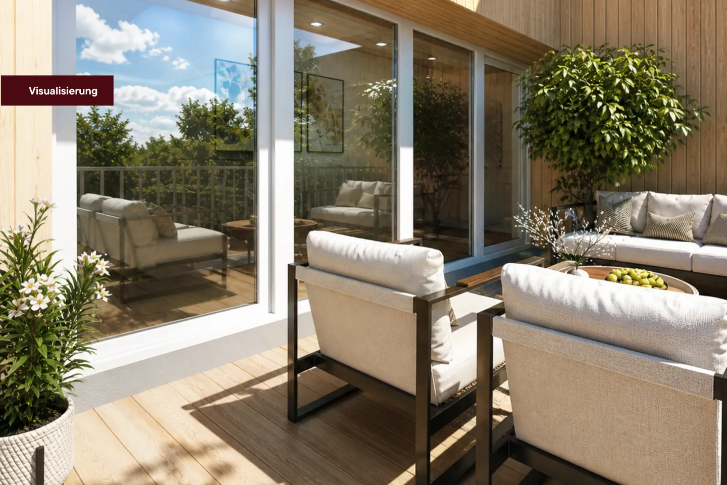 Loggia mit Loungemöbeln, Visualisierung