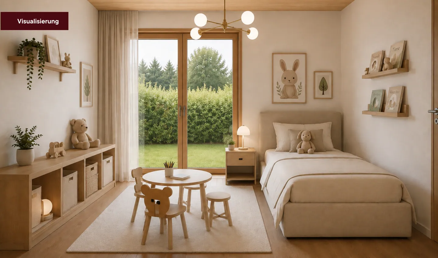 Kinderzimmer mit Gartentür, Visualisierung