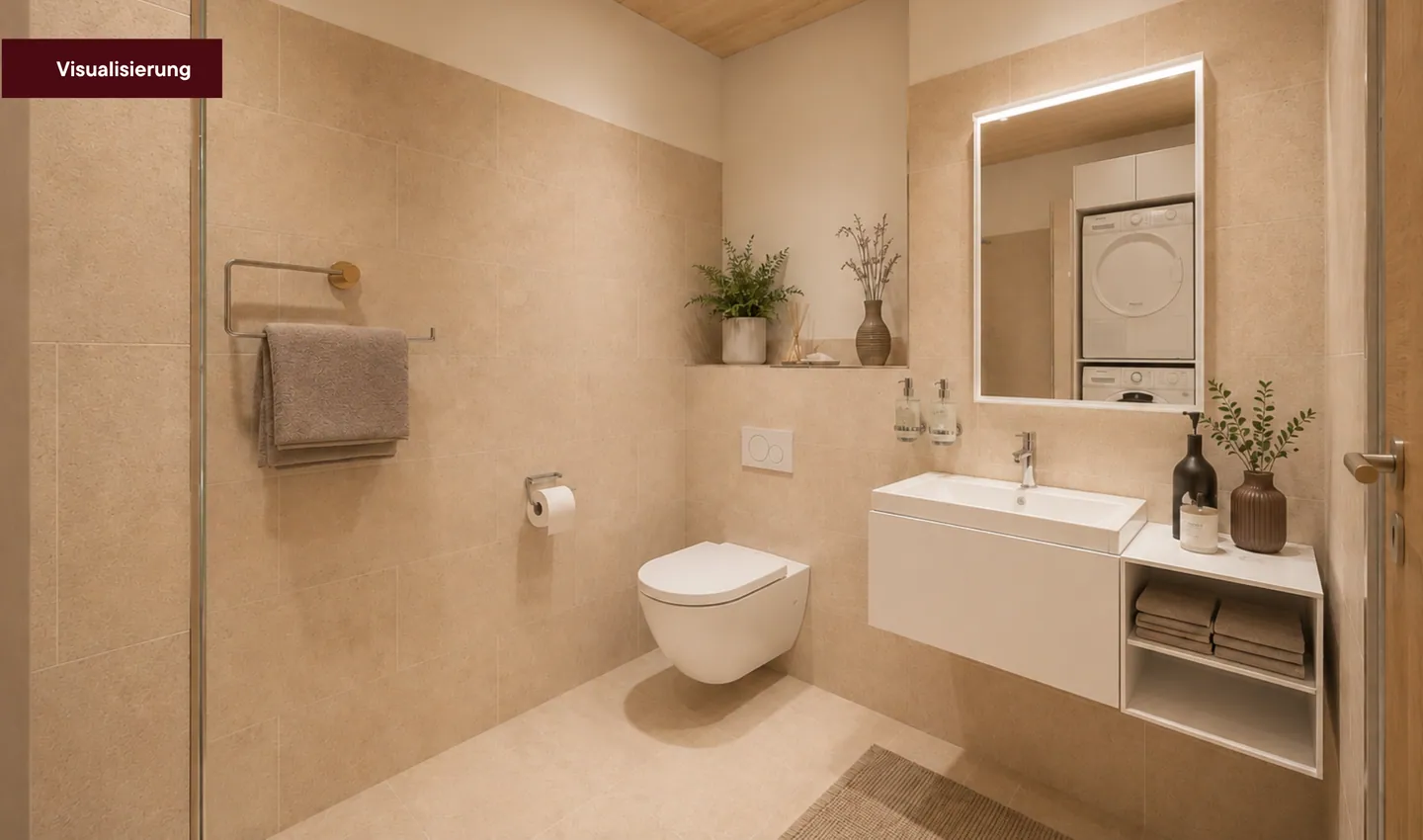 Badezimmer mit Waschtisch, Visualisierung