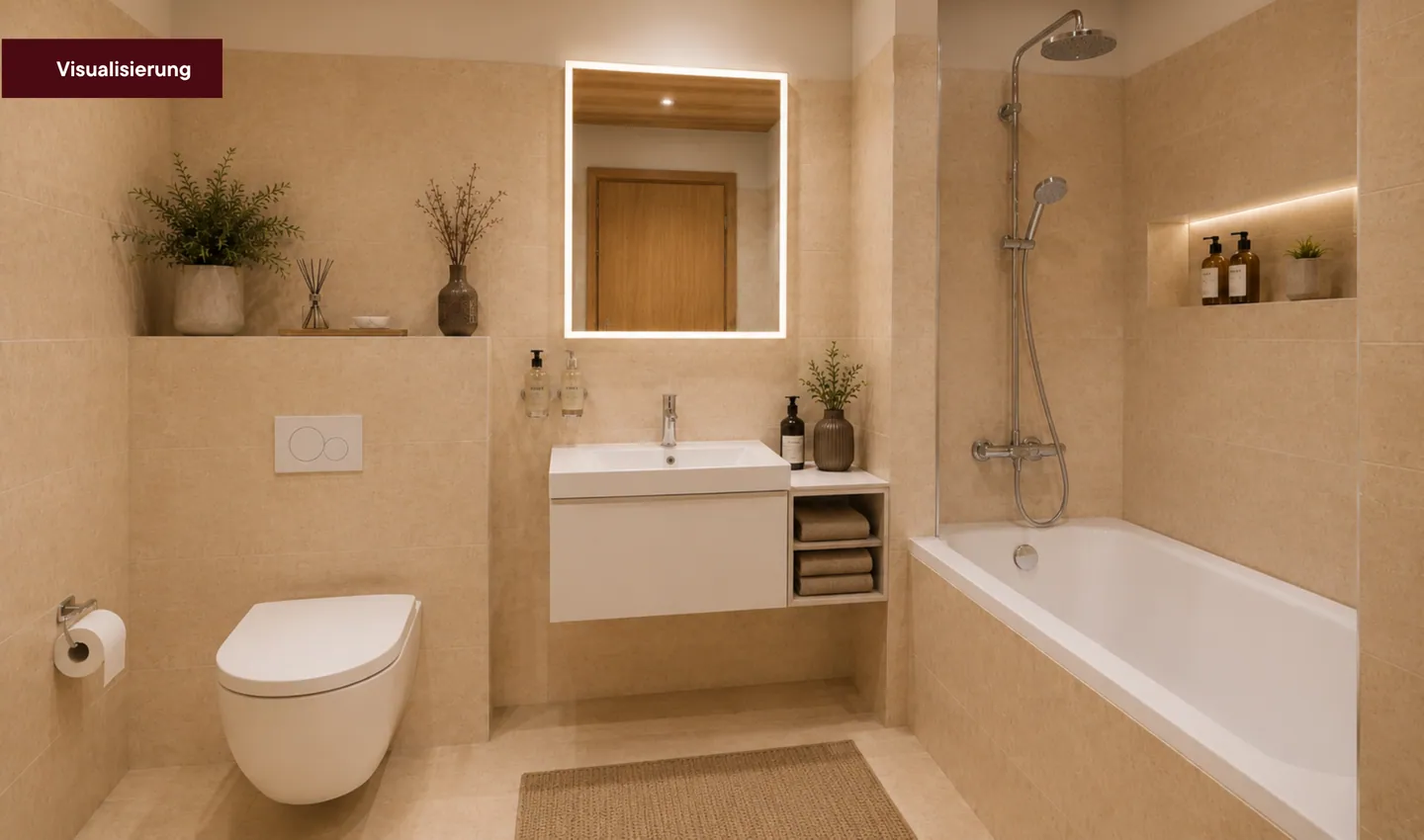 Badezimmer mit Badewanne, Visualisierung