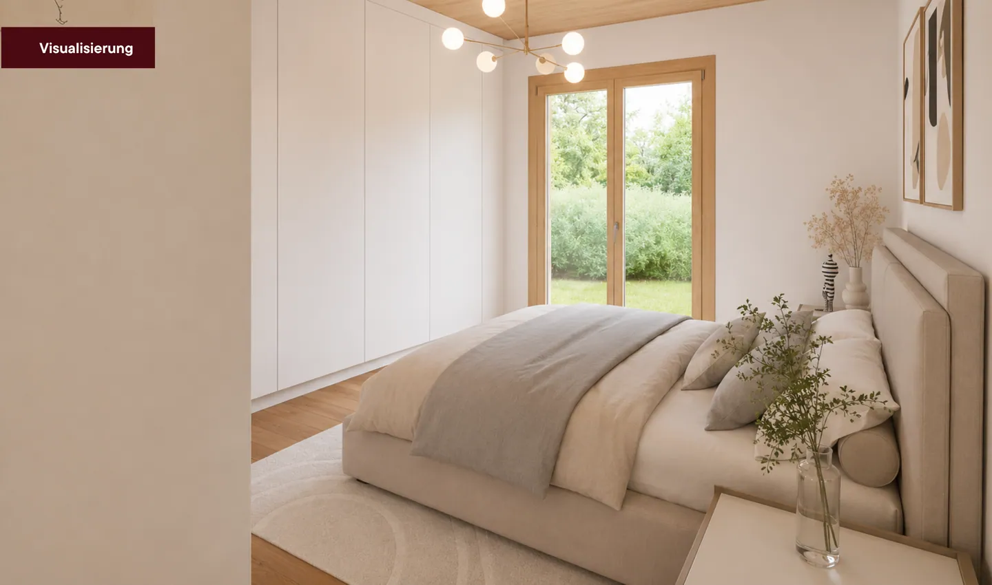 Schlafzimmer mit Gartenblick, Visualisierung