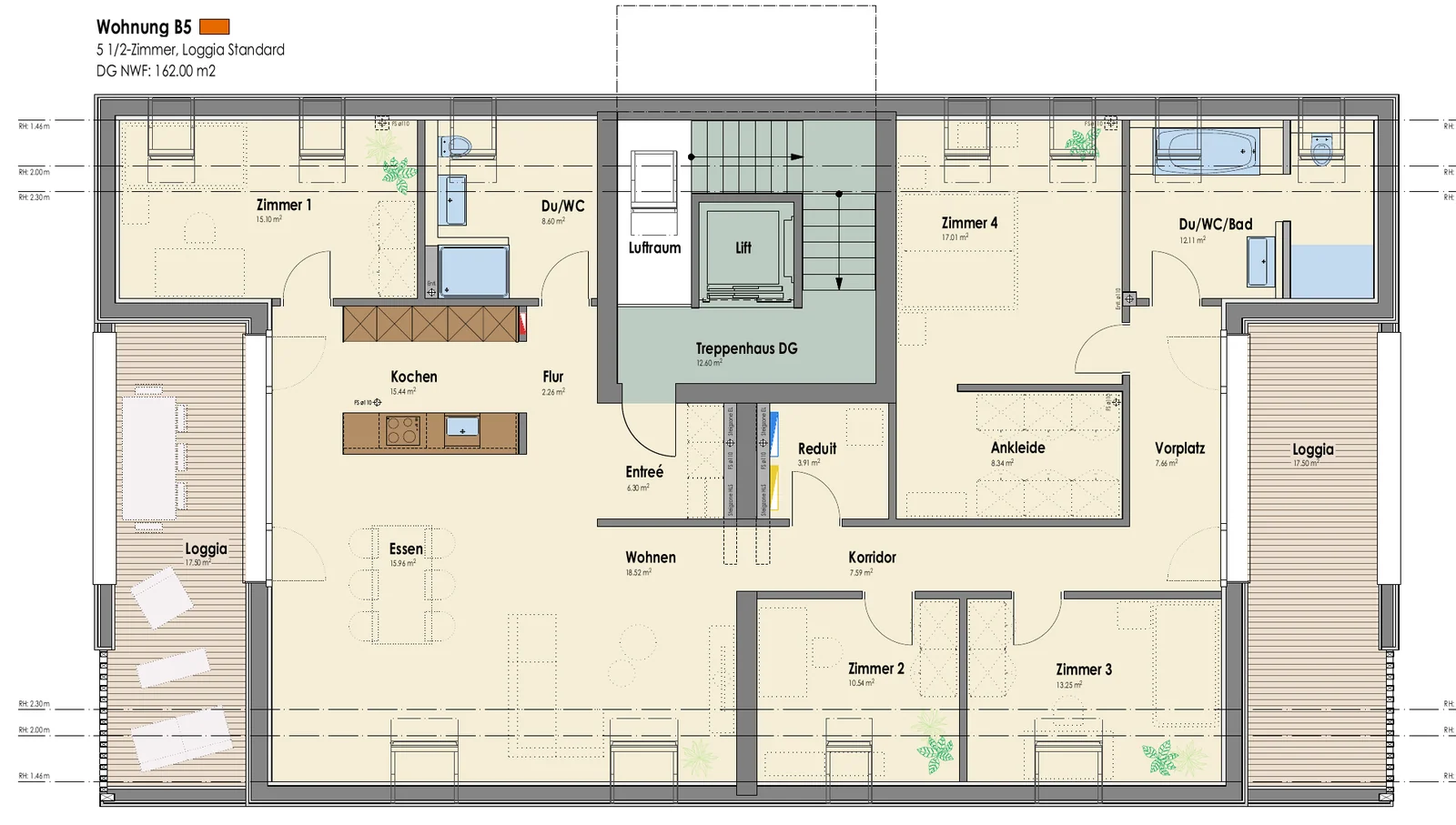 Grundriss Lärche, Haus B, Dachgeschoss