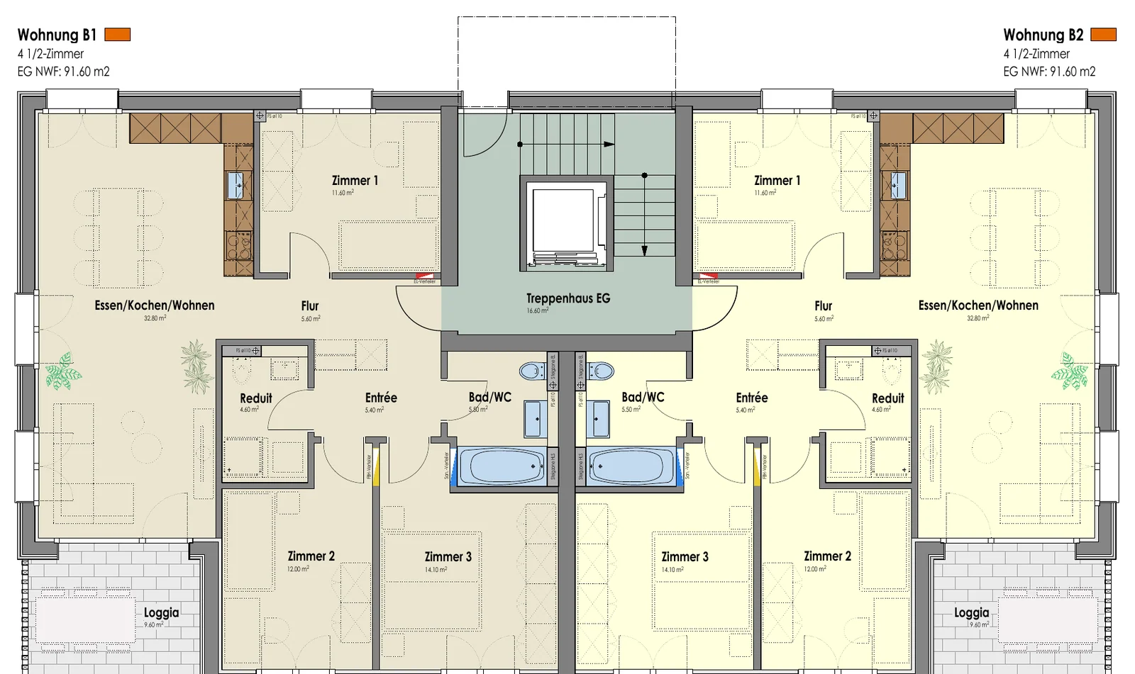 Grundriss Linde, Haus B, Erdgeschoss